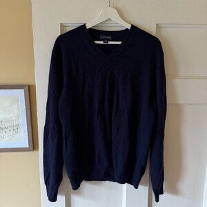Lands' End navy cashmere v-neck sweater